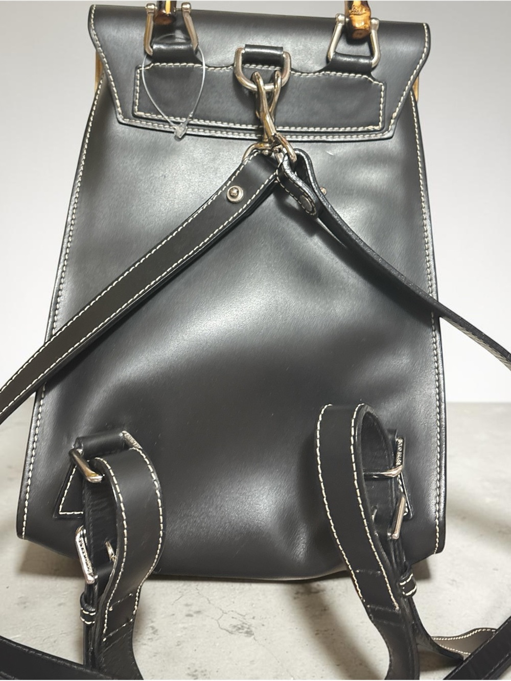 Dooney & Bourke Black Leather Backpack with Bamboo Top Handle-COA - Picture 5 of 7